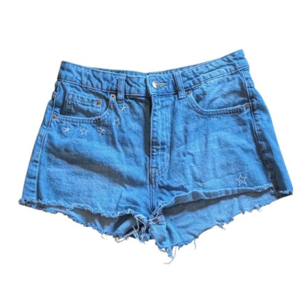 H&M Coachella Embroidered Star Cutoff Denim Shorts, Size US 8